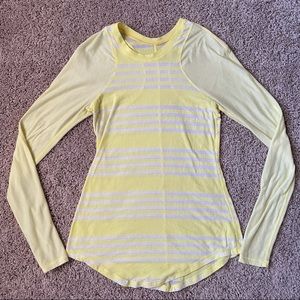Lululemon Yellow and White Striped Long-sleeve